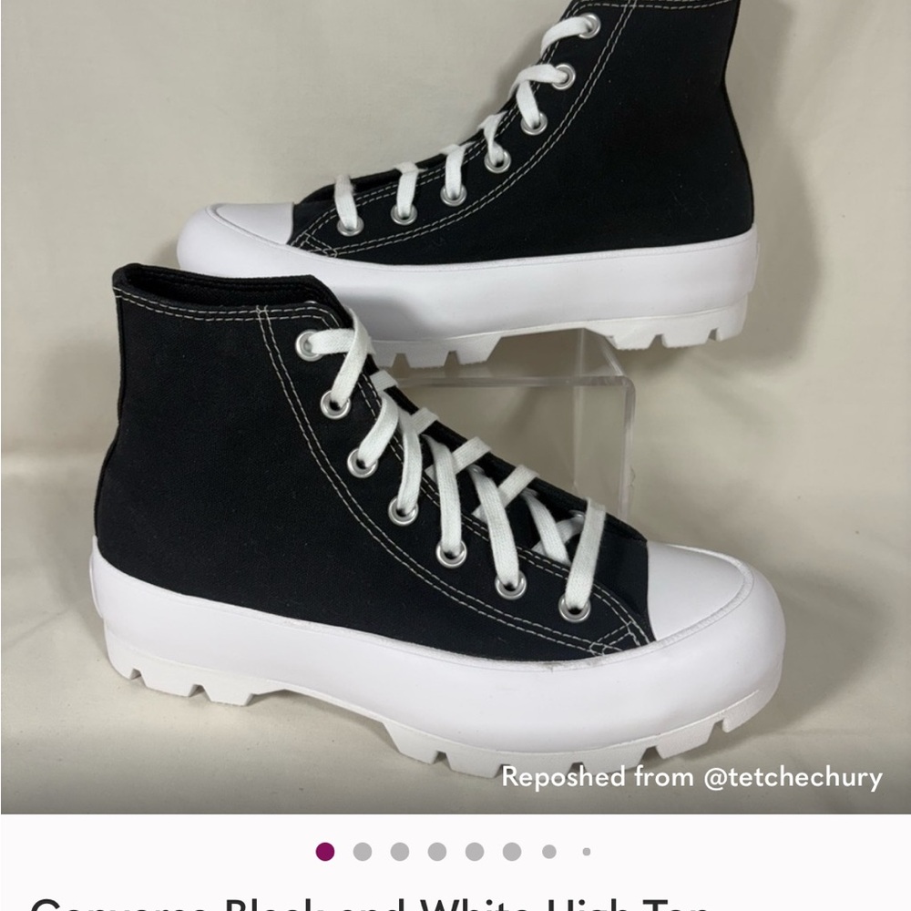 Converse Black and White High Top Platform Sneakers